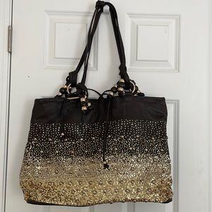 Charming Charlie Brown & Gold Tote Purse